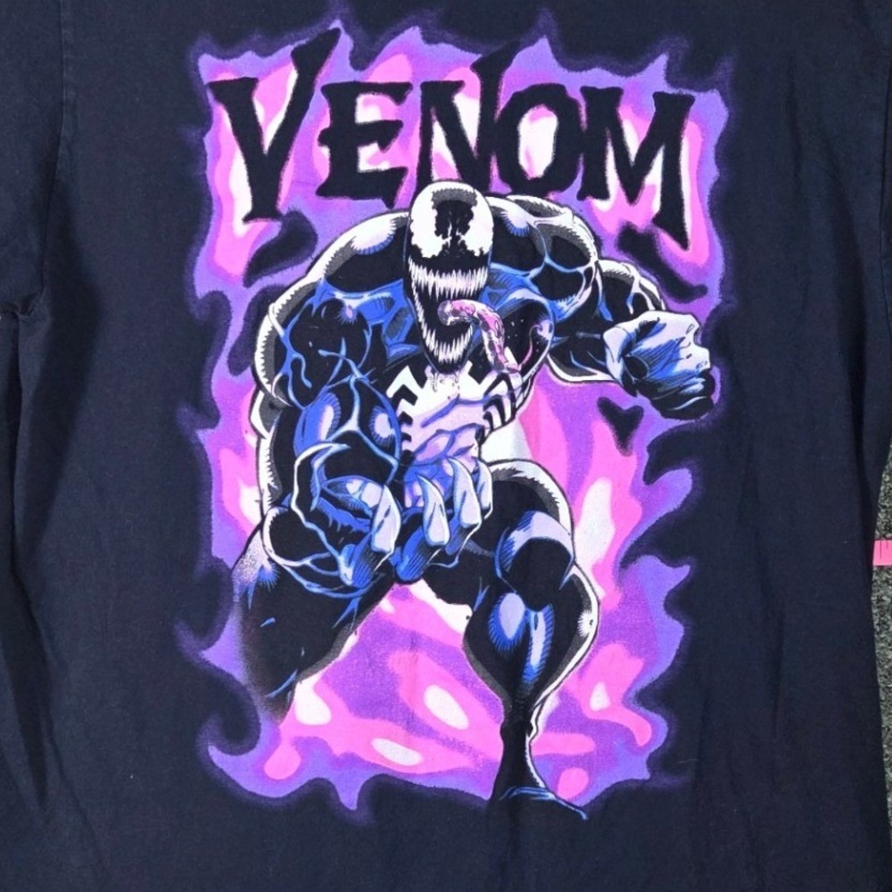 Marvel Venom Graphic T-Shirt Mens Large Black Purple Comic Book Mad Engine